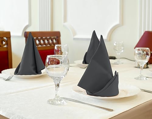 Vista 24 de Utopia Kitchen Servilletas de tela negra [288 unidades, 18 x 18 pulgadas] mezcla de algodón absorbente, lavables y reutilizables, para cenas, Negro