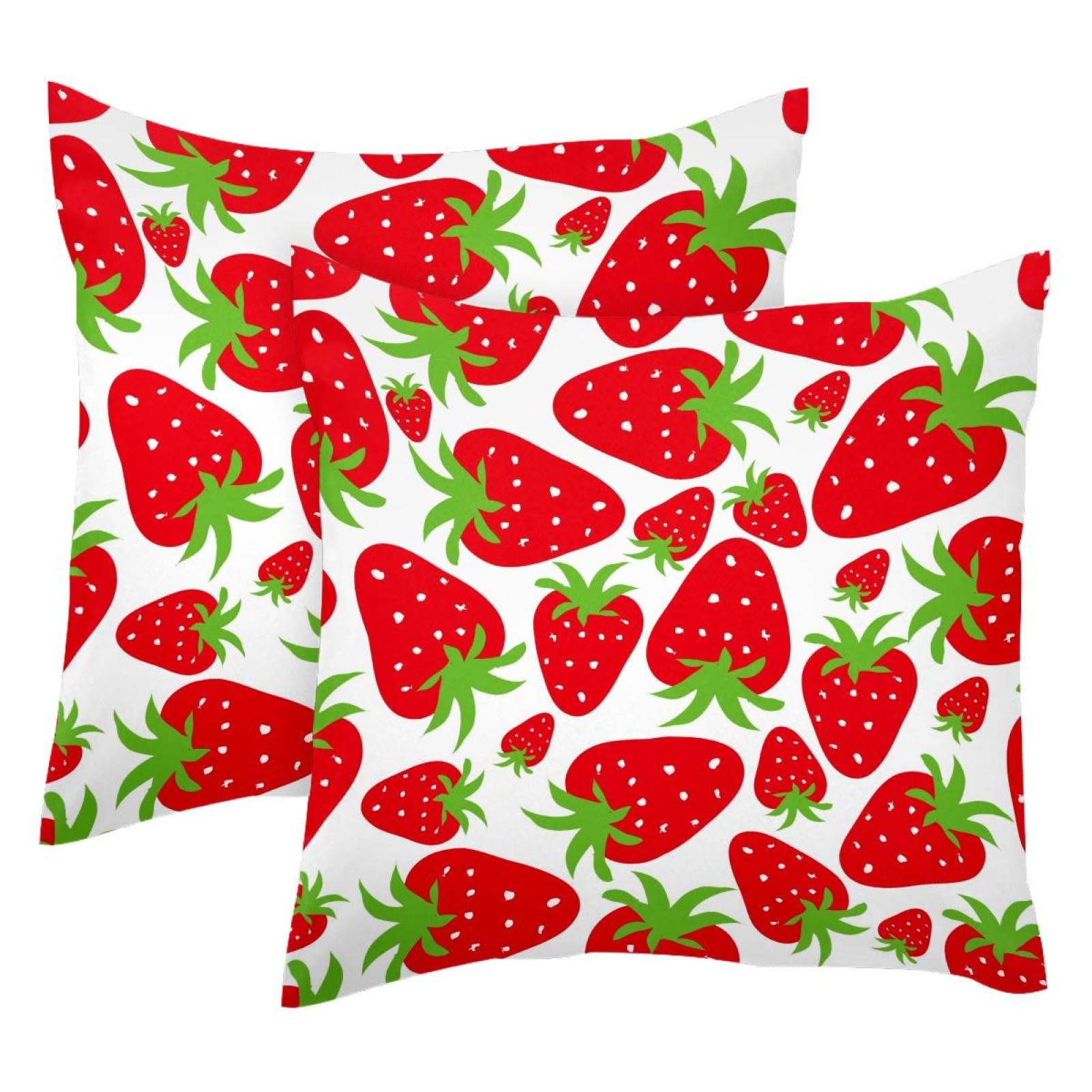 Housses de coussin velours fraises 50x50 cm lot de 2 pour canapé