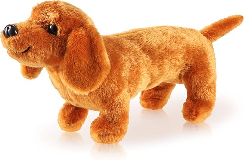 Peluche de perro salchicha de peluche suave con pompón 3D para niñas, regalo de cumpleaños, Navidad, hora de acostarse, reposo, silla, decoración