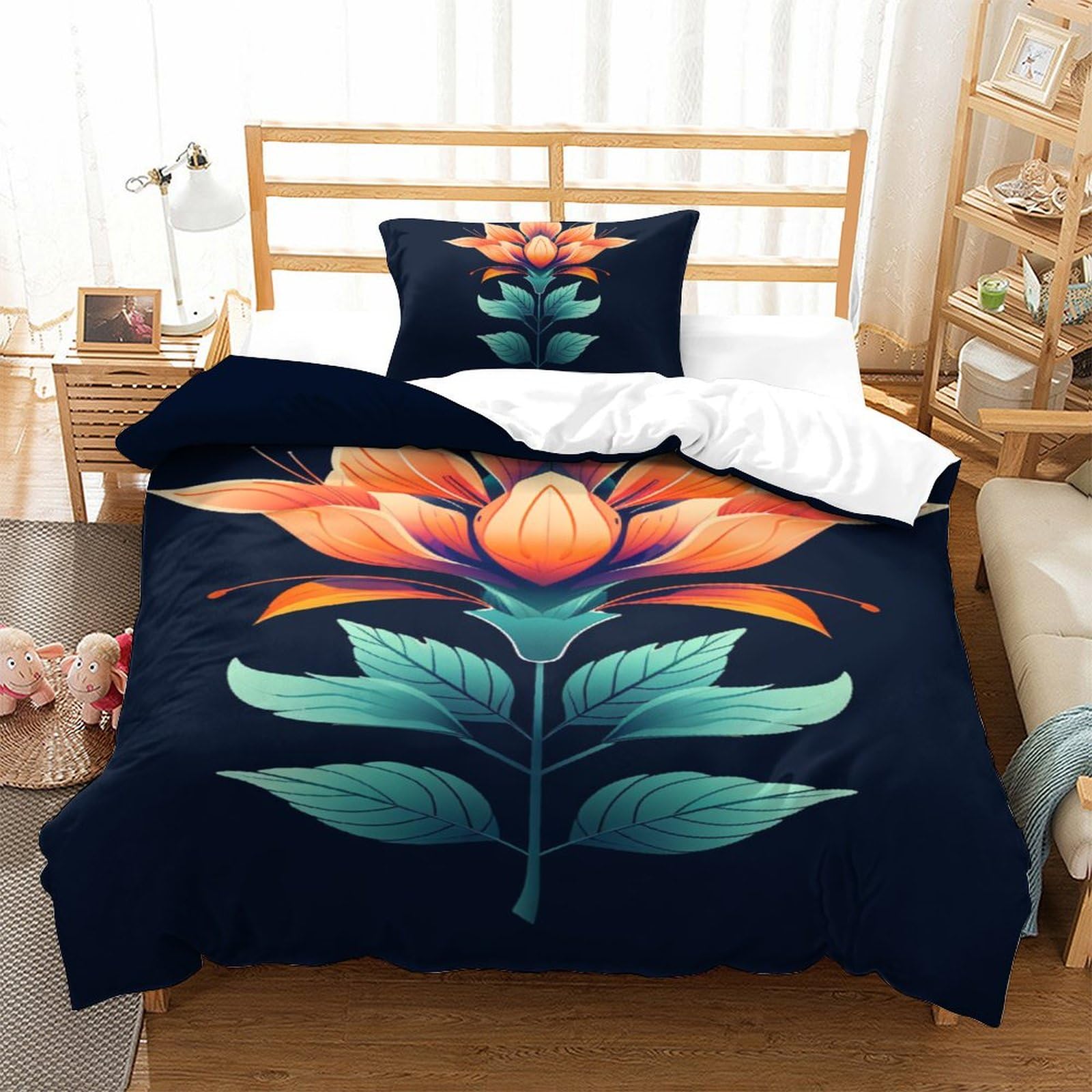 Housse de couette 3D avec fermeture éclair pour lit enfant 1 place