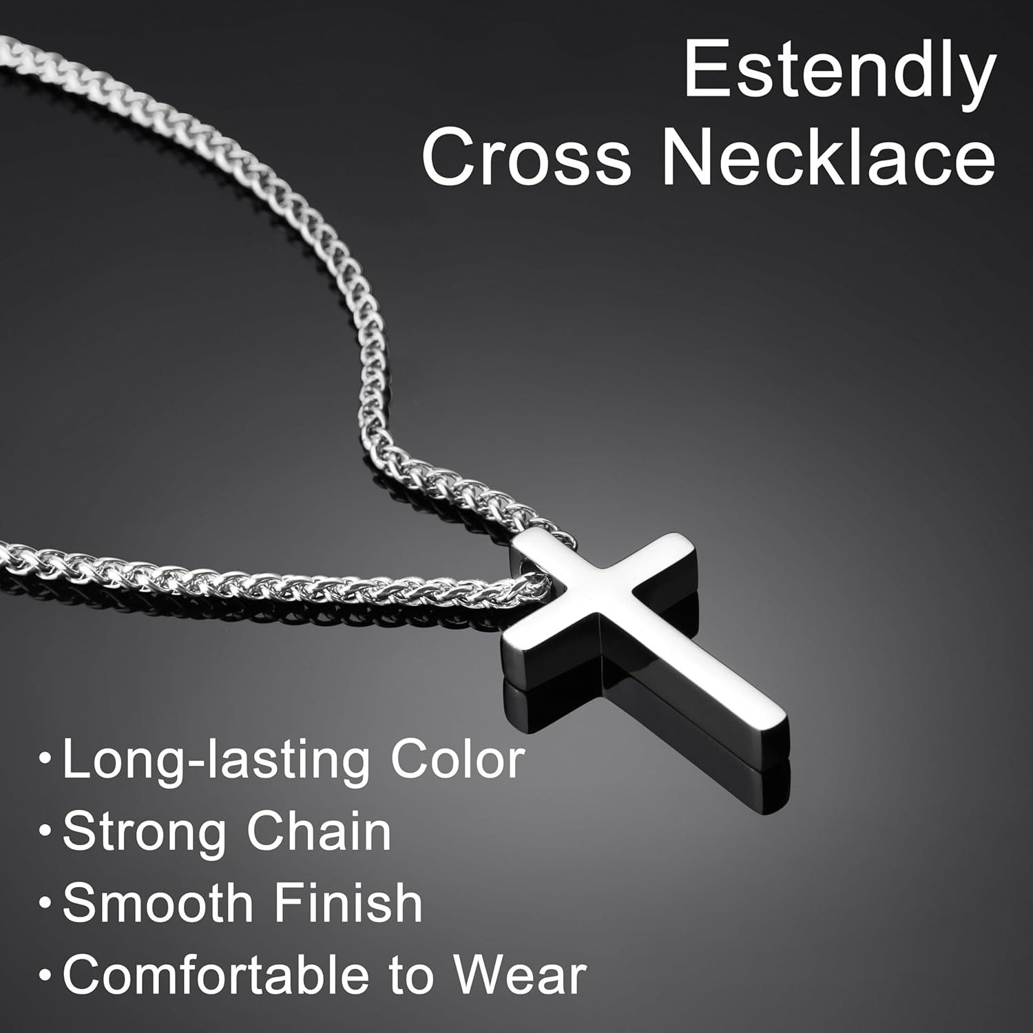 Cross Necklace for Men, Gold Stainless Steel Mens Cross Chain, Cubic Zirconia Cross Pendant Necklaces Christain Jewelry Gift Wheat Chain - Image 4