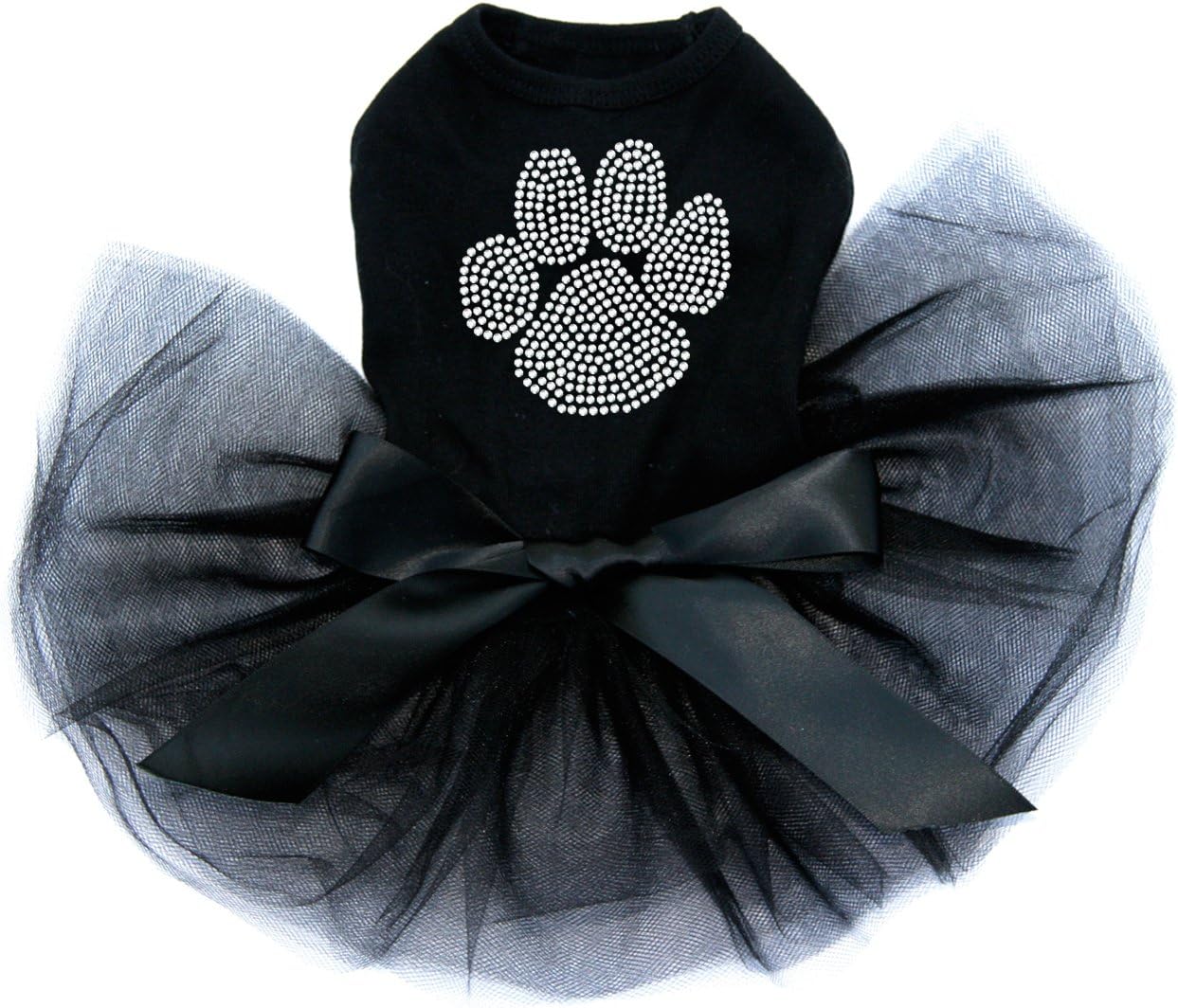 Paw - Rhinestone - Bling Rhinestone Dog Tutu Dress, M Black
