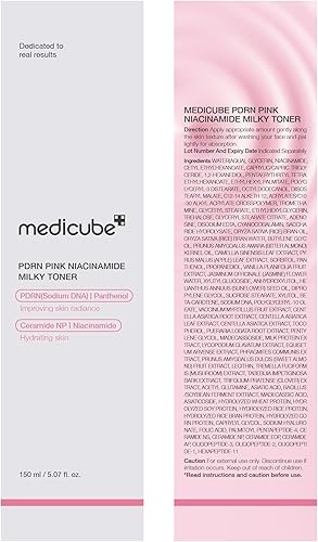 Miniatura 7 de medicube PDRN - Tónico lechoso de niacinamida rosa para hidratar, humectar, calmar, ceramida, péptido, piel con brillo cristalino, cuidado de la