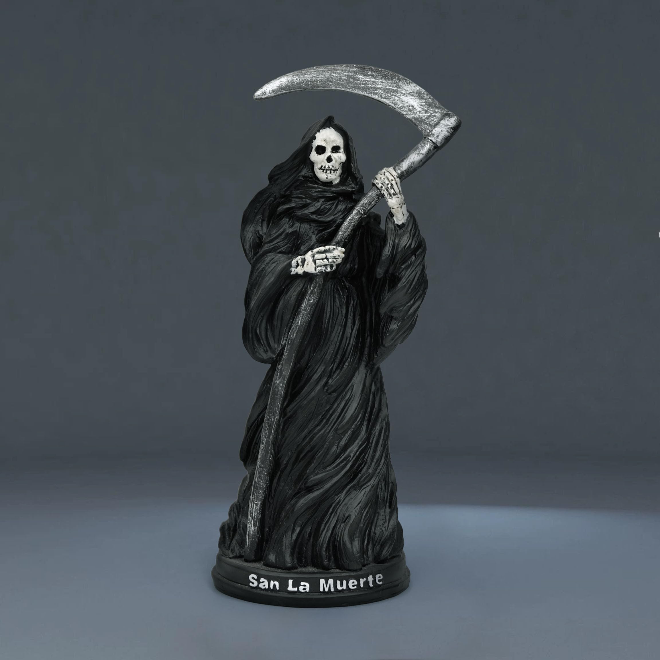 TRANSGOOD Santa Muerte Saint of Holy Death Holding Scythe Standing Religious Statue Reaper Figurine 7.7 Inch - Image 2