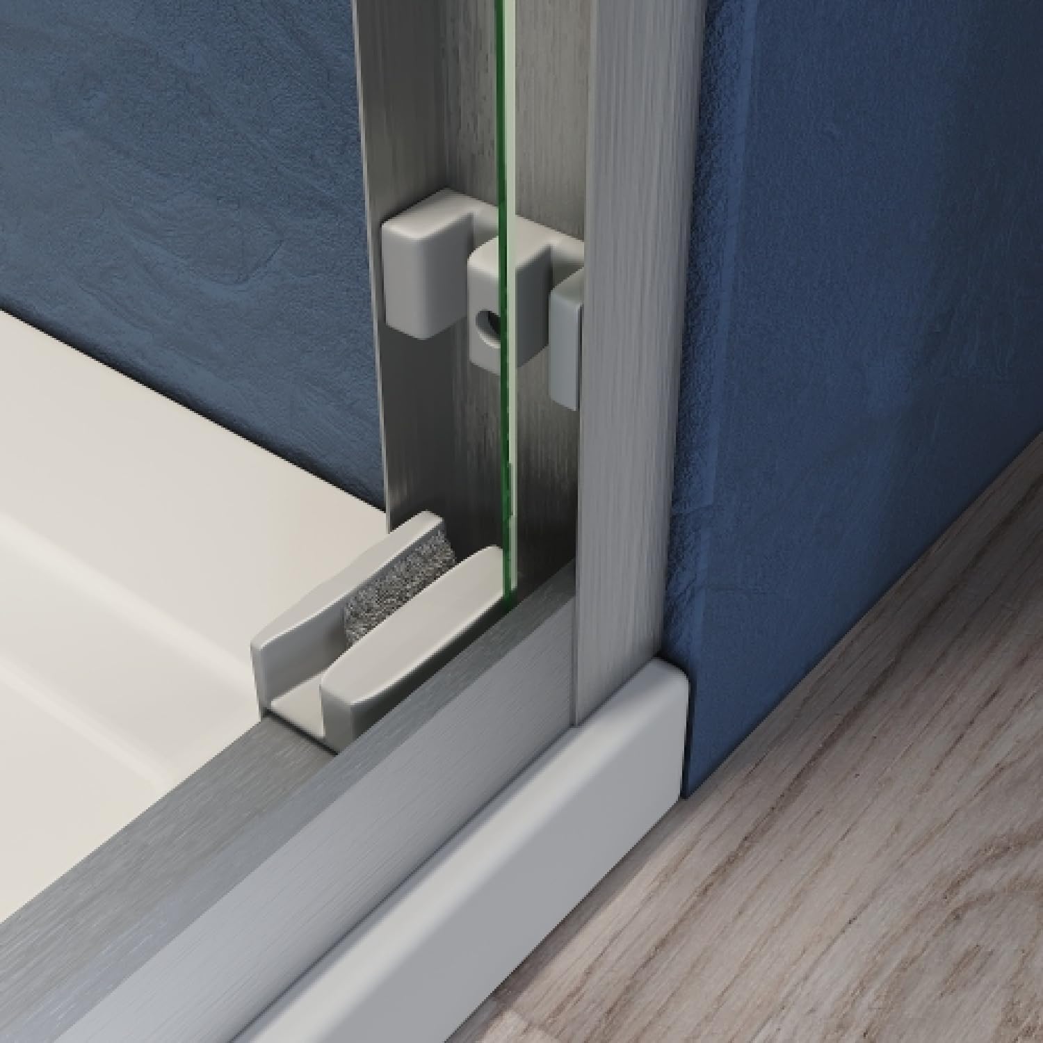Geelife Sliding Glass Tub Door 56-60 in W x 62 in H Brushed Nickel Semi Frameless Double Bathtub Door Thick Clear Tempered Glass 304 Stainless Steel Handles