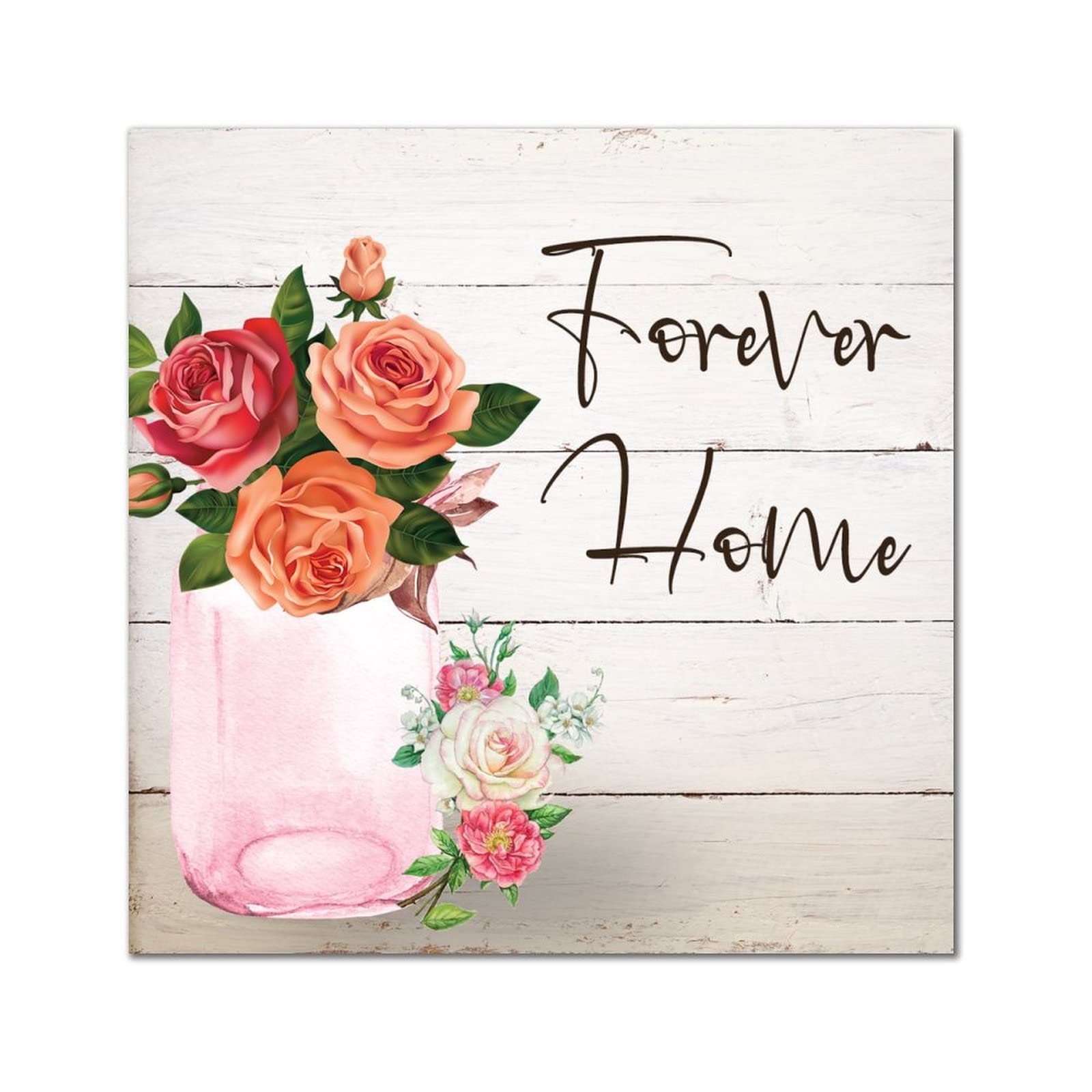 Plaque en bois rose printanière, décoration murale raffinée