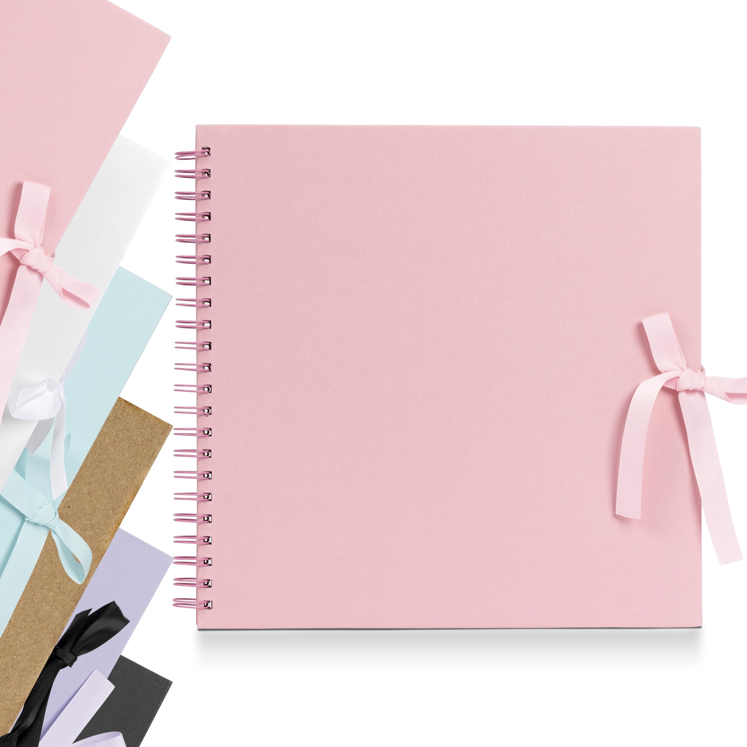 Evelay Pink Scrapbook Photo Album Spiral Bound For Wedding Couple Travel Memory Book With 40 Pages - Large, 12 X 12" (Pink)