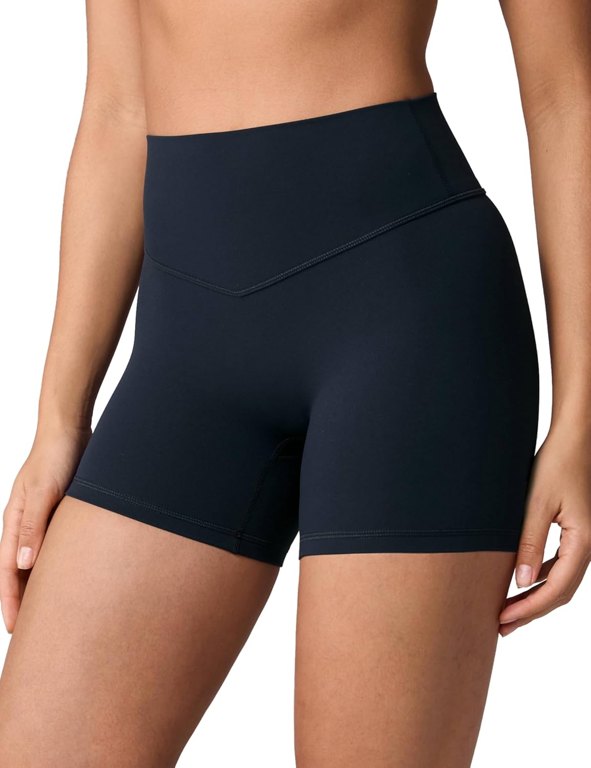 Hugcurve No Front Seam High Waisted Workout Biker Shorts for Women 4" Tummy Control Buttery Soft Yoga Gym Short Pants