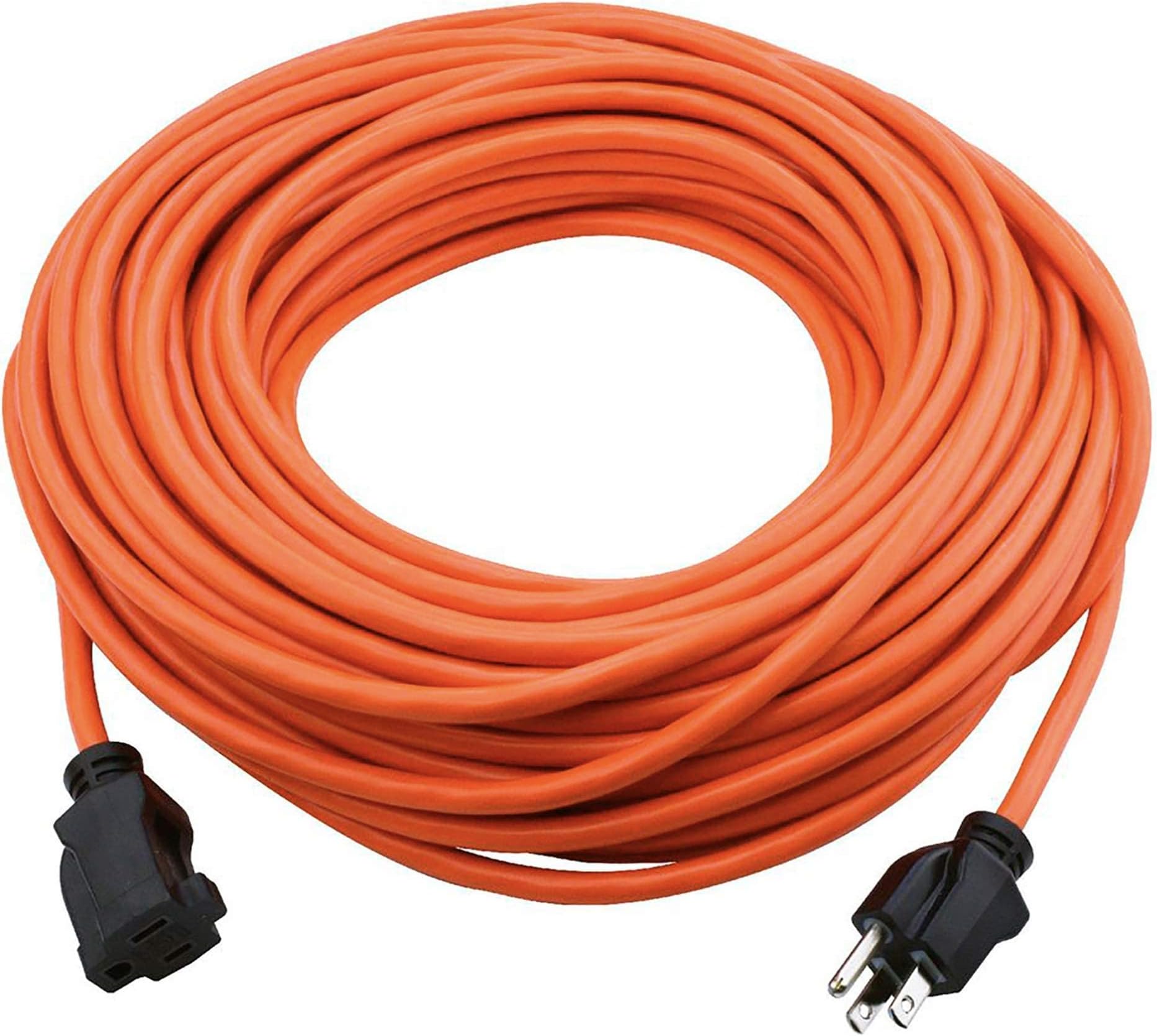 100 Foot Outdoor Extension Cord - 3 Prong Weather Resistant Heavy Duty Orange Vinyl 10 Amps / 1250 Watts - 16/3 - Ultra Flexible, Water & Flame Resistant - Durable (100 feet)