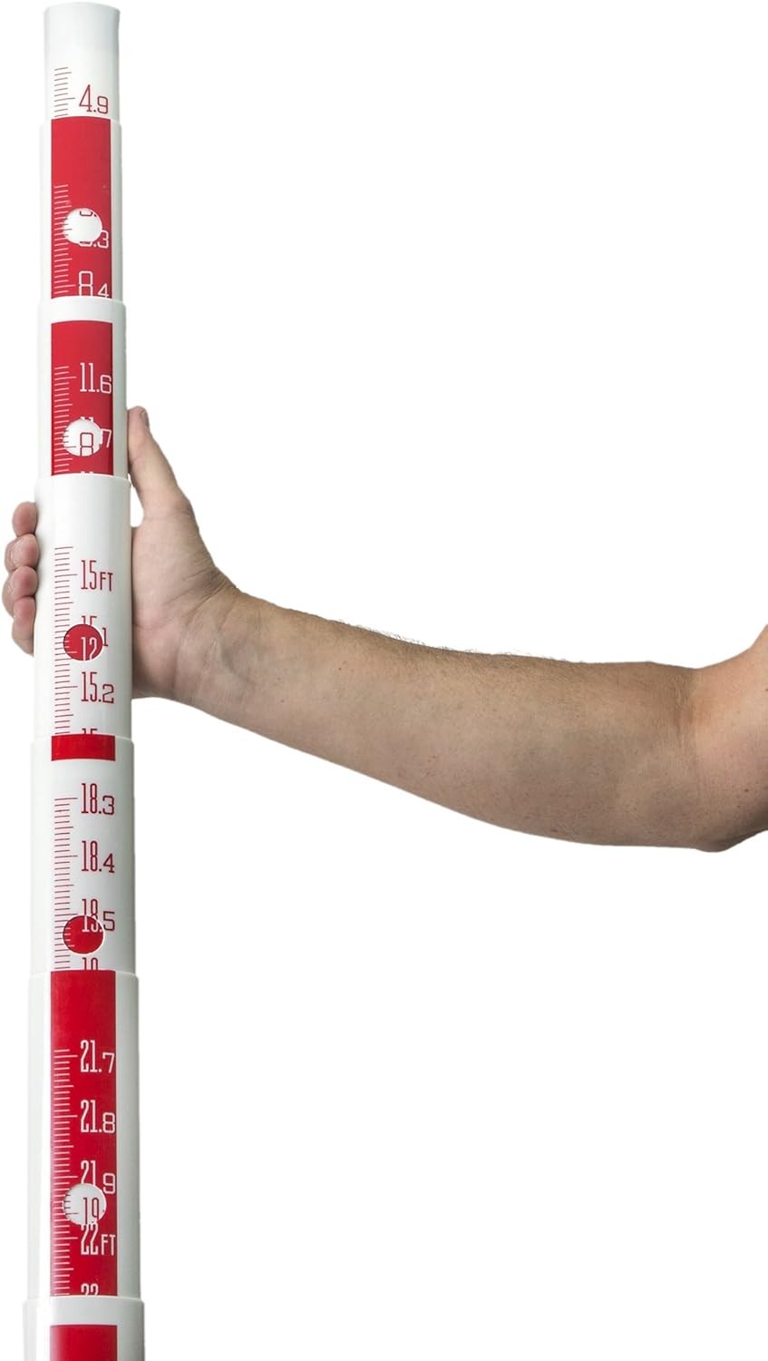 AdirPro Surveyor's Oval Shaped Fiberglass Leveling Rod 25' (Feet/Tenths) With Carrying Bag