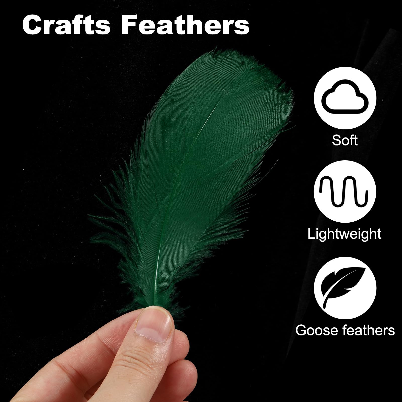 PATIKIL Colorful Feathers 3-5inch, 300pcs Goose Feathers Bulk for Crafts DIY Wedding Home Party Decorations Dream Catcher, Dark Green - Image 3