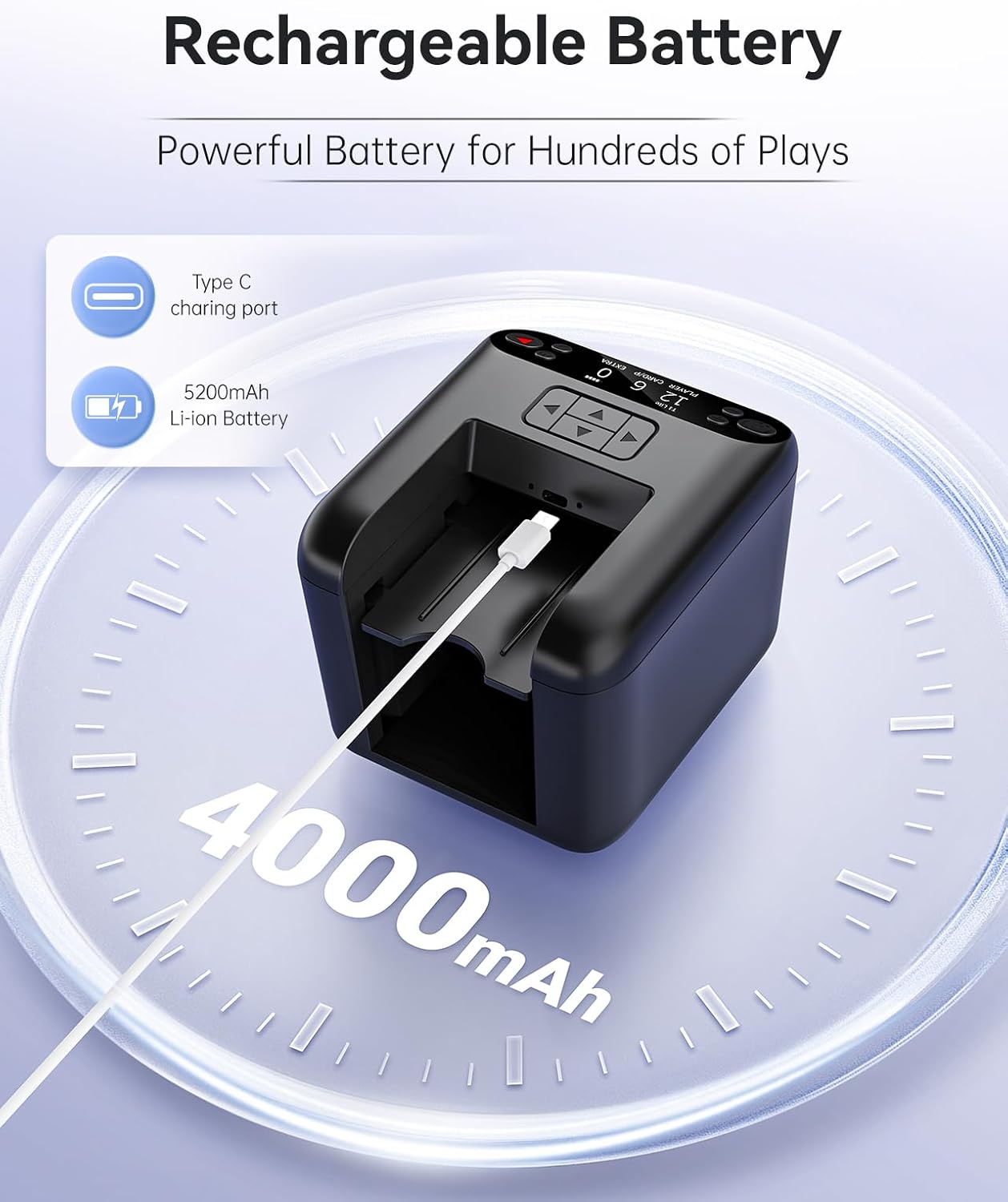 Automatic Card Dealer 1-2-3 Deck, 12 Players, 4 Drawing Remotes, Rechargeable Playing Suitable for Texas Hold'em UNO Poker Games Card Dealer