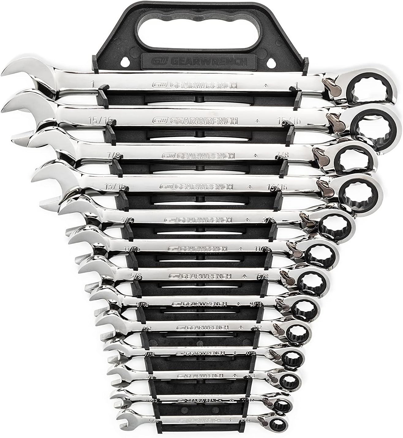 13 Pc. 12 Pt. Reversible Ratcheting Combination Wrench Set, SAE - 9509N