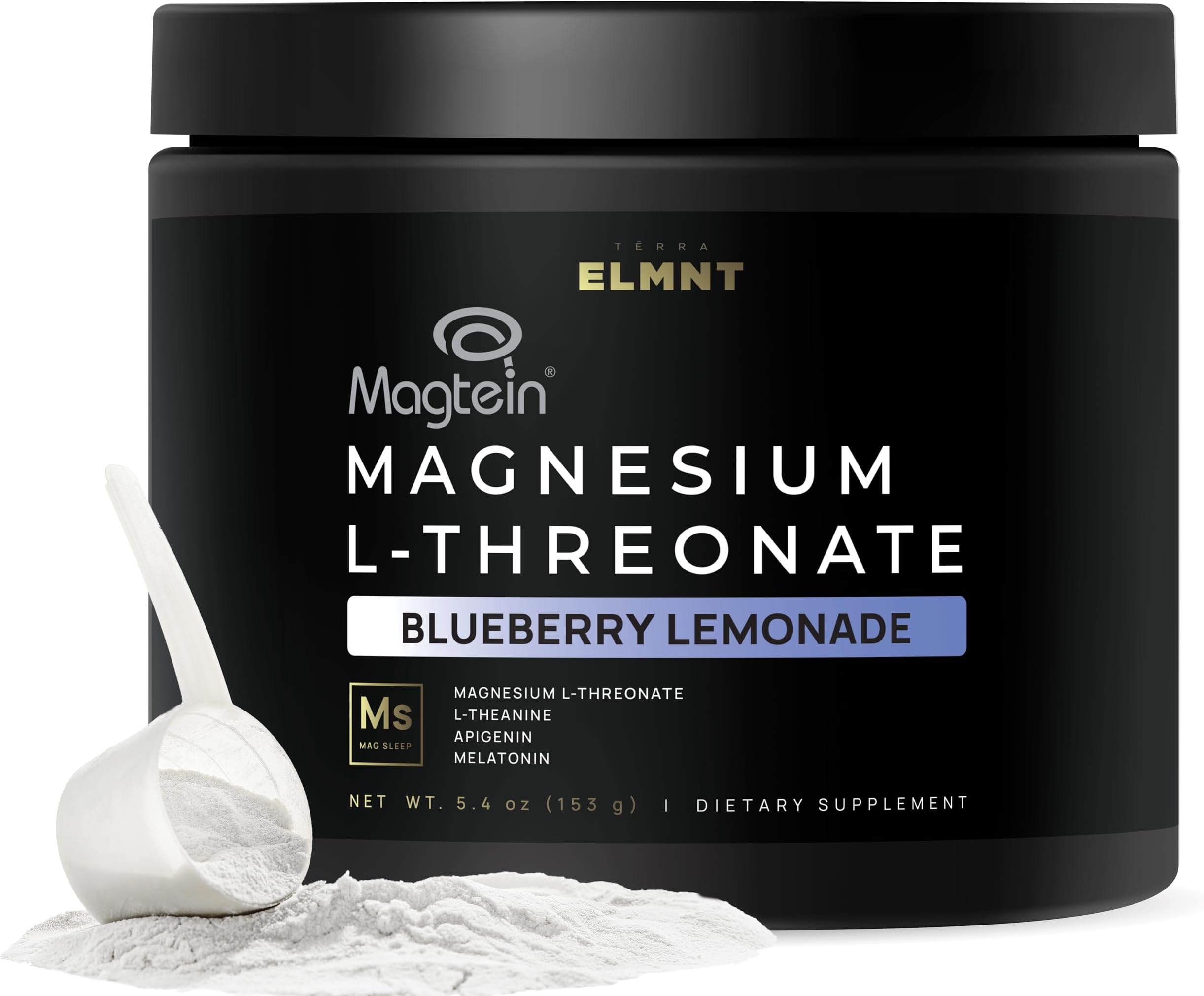 Triple Sleep Magnesium L-Threonate Powder w. Apigenin, L-Theanine + Melatonin - Magtein Magnesium L Threonate Supplement - High Strength Magnesium for Deep Sleep & Calm Natural Sleep Aid for Adults