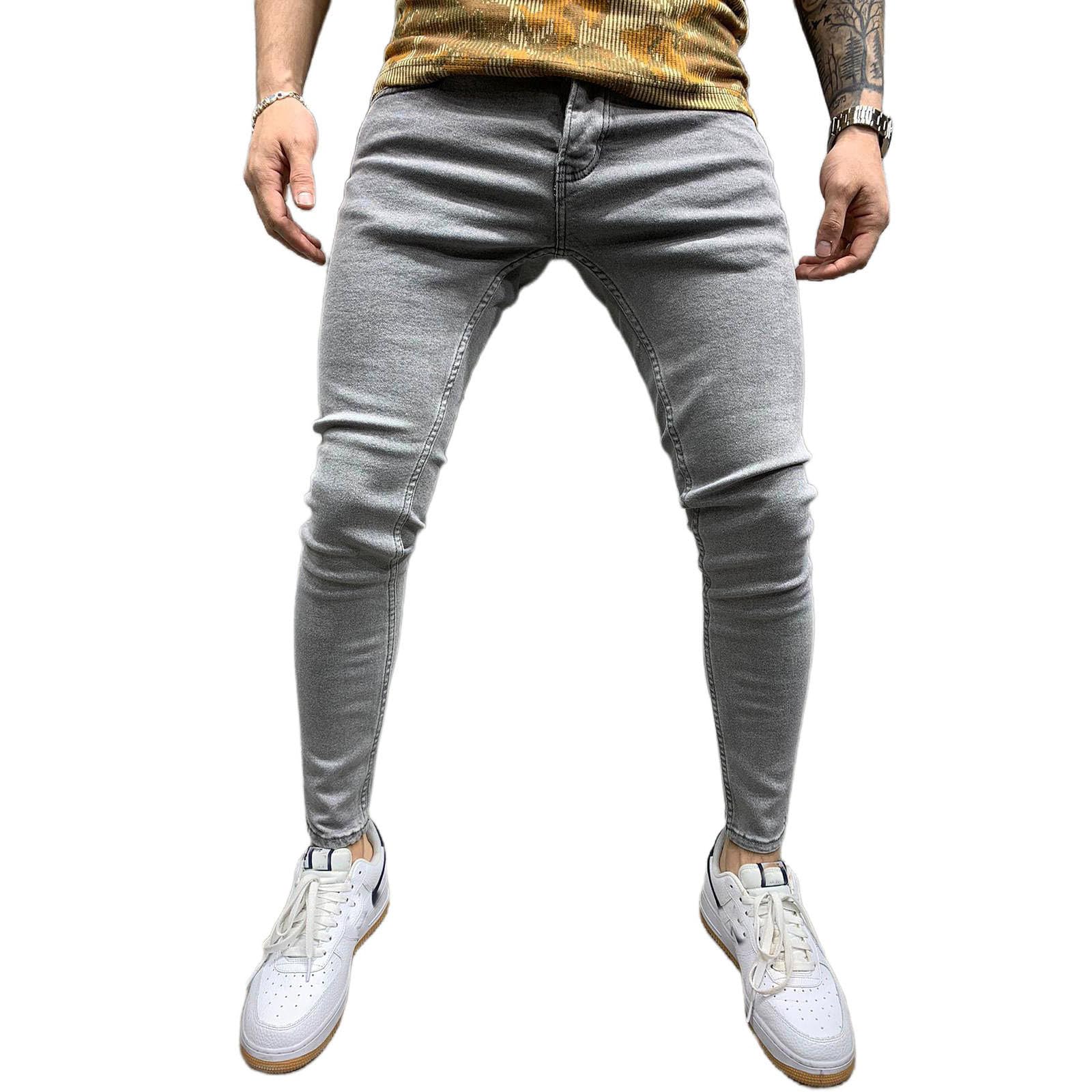 Skinny Jeans for Men Slim Fit Stretch Ripped Tapered Leg Fashion Jeans Distressed Destroyed Holes Skinny Denim Pants