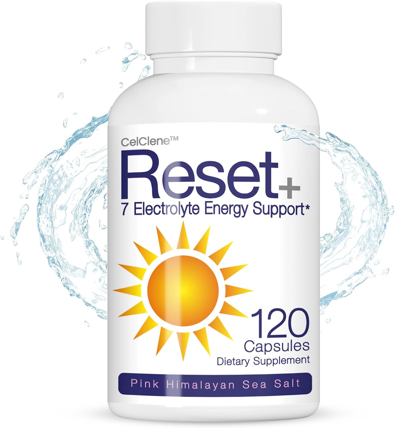 Reset Energy Electrolyte Capsules, Pink Himalayan Salt, Magnesium, Potassium, Green Tea &amp; Green Coffee Extracts, Super B Complex, Biotin, Zinc, 72 Trace Minerals