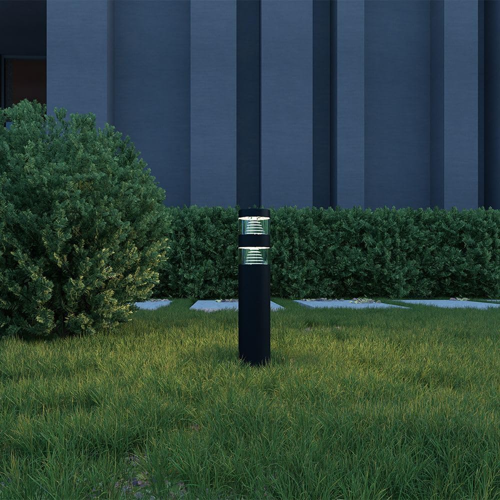Arum Paletto da giardino LED per esterni NORA 40 cm – Potente 9 W (Eq. 80 W/1000 lumen, acciaio inossidabile, nero opaco, impermeabile IP44, luce bianca neutra 4000 K