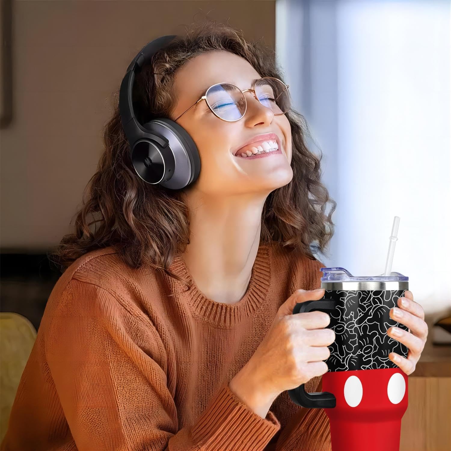 Sunmdecor 40 Oz Tumbler with Handle and Silicone Straws, Coffee Insulated Tumbler with Handle, 40oz tumbler with handle - Image 8