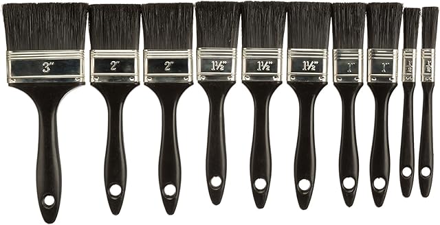 Coral 31102 Task Partner Paint Brushes with Synthetic Paintbrush Heads Disposable 10 piece pack set , Black