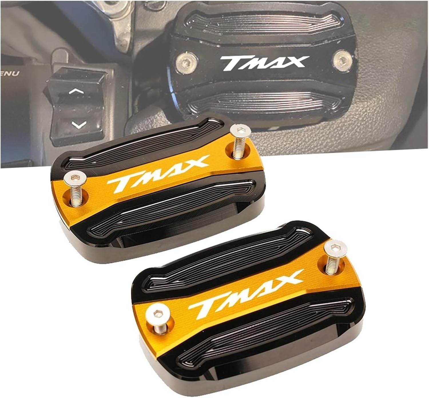 Motorcycle Brake Fluid Fuel Master Cylinder Reservoir Cap Cover Compatible With T-MAX500 2008-2011 T-MAX530 SX/DX 2012-2019 T-MAX560 2019-2021(All Black)