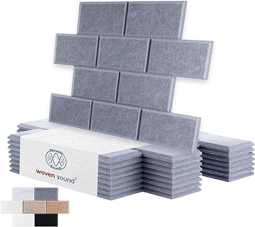 Miniatura 29 de WoveN SounD Paneles de pared acústicos artesanales, paquete de 16 unidades de 12 x 12 pulgadas, chapa de madera tallada a prueba de sonido, Patrón