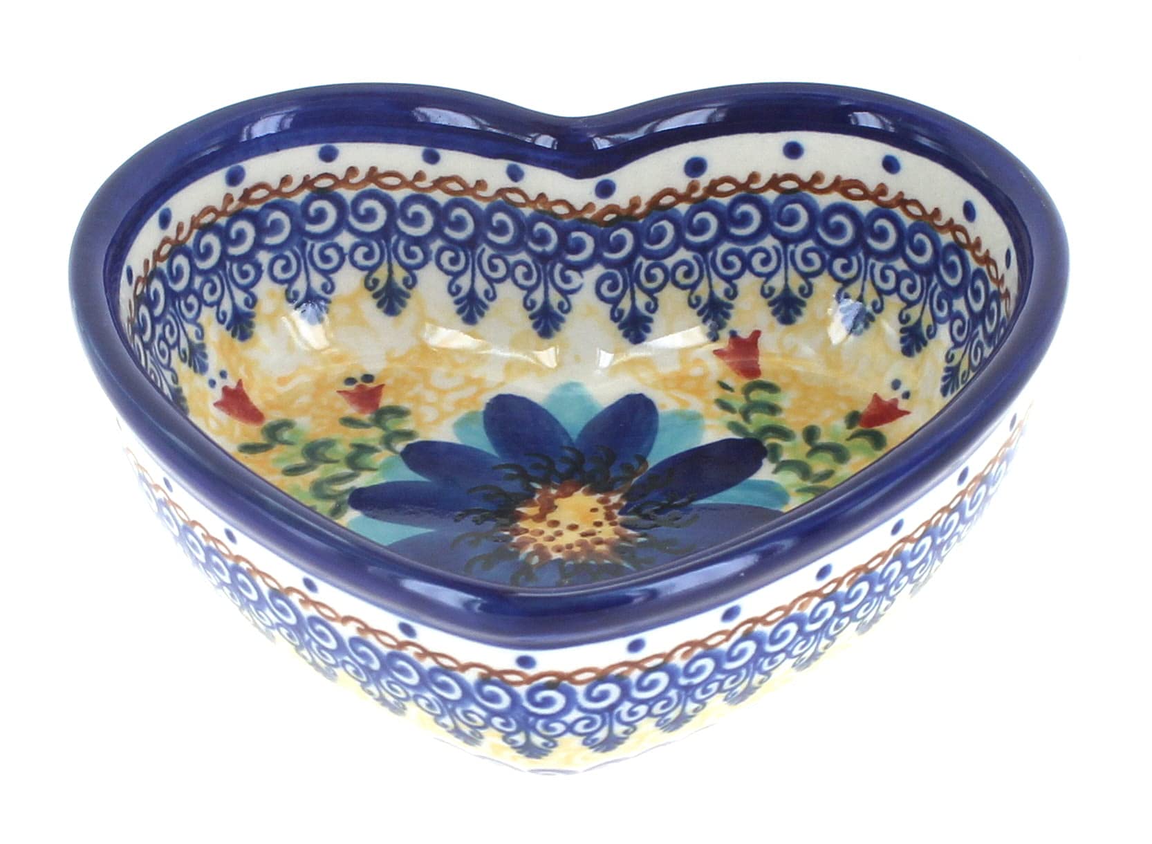 Blue Rose Polish Pottery Autumn Burst Heart Bowl