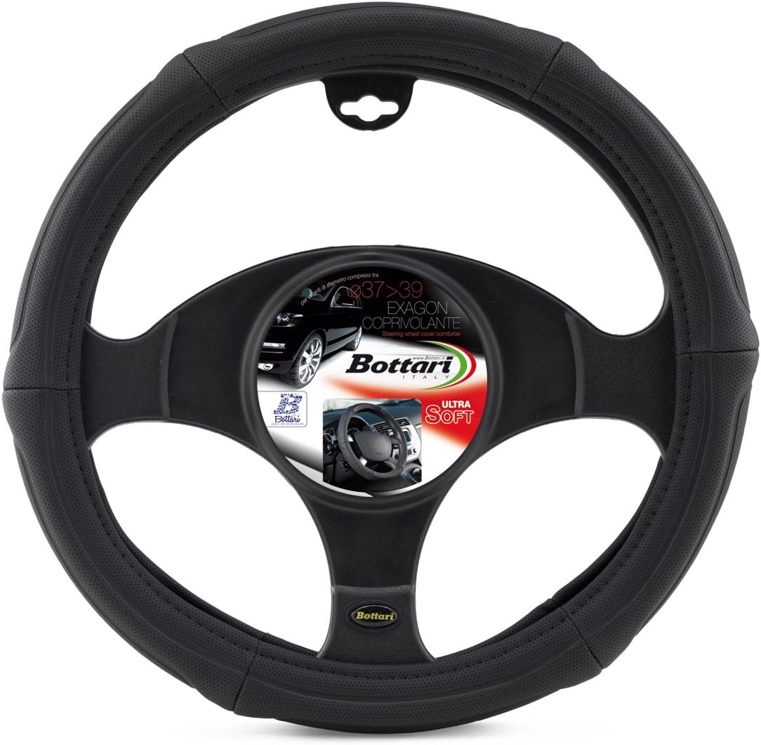 Bottari 16744 Car Steering Wheel Cover per Auto Exagon, Odorless, Color Black, Diameter 37-39 cm