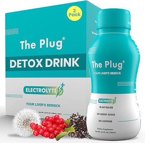 The Plug Bebida de desintoxicación hepática, paquete de 2 unidades – Recuperación de electrolitos a base de plantas totalmente natural e hidratación