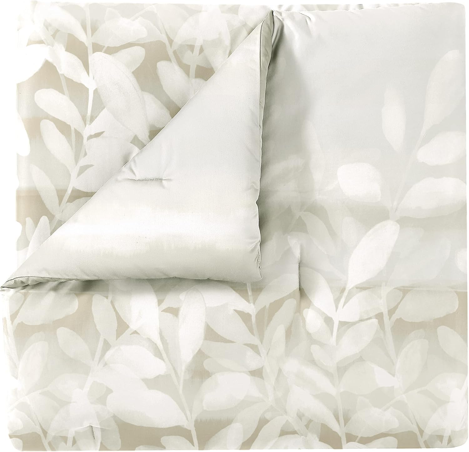 Scott Living Cascading Cotton Reversible Leafy Floral Duvet Cover King Size - 3 Piece | 1 King Duvet Cover - 2 Pillow Shams | Botanical Design | Autumn Bedding Set | Farmhouse Bed Set | Neutral Grey