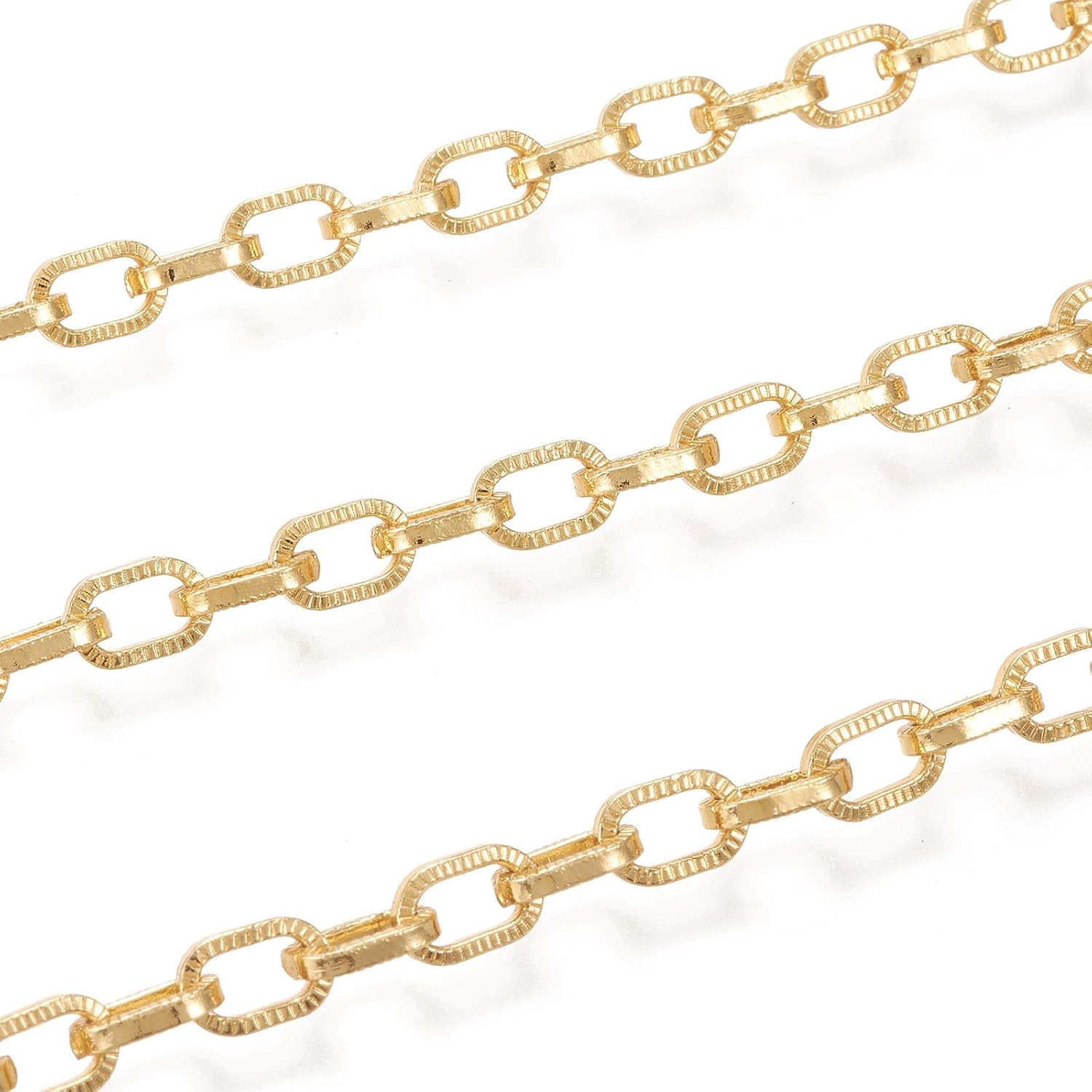 FASHEWELRY 16.4 Feet Brass Rope Chains Unwelded Braided Twist Link Chain with Spool Real 18K Gold Plated for Jewelry Necklace Bracelet Making, 10x7x2mm