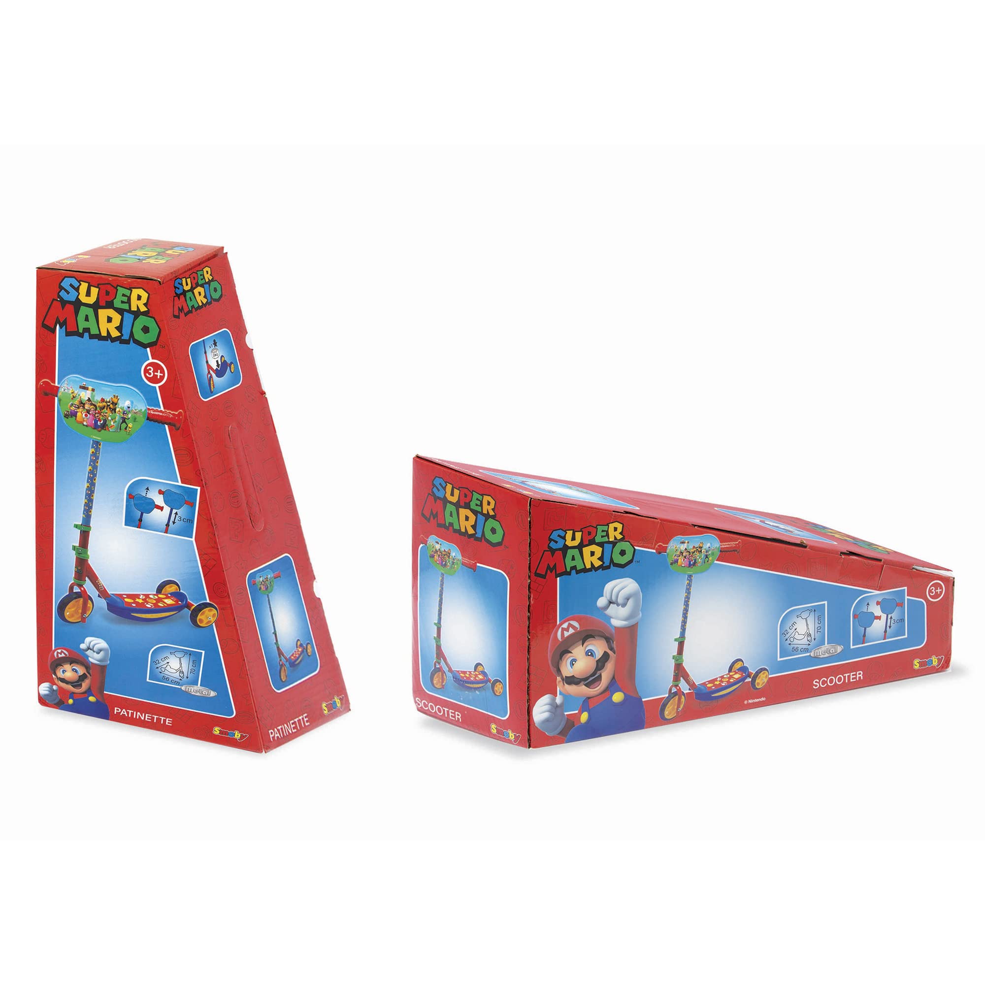 Smoby - Monopattino a tre ruote di Super Mario, 7600750907, +3 anni, in metallo, regolabile, portata max 20 Kg, ruote silenziose