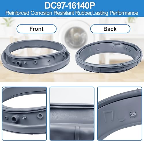 Miniatura 4 de Upgraded DC97-16140P Washer Door Seal Compatible with Samsung Washer Seal Replacement Parts,DC97-19755A Washer Door Boot WF45M5500AZ/A5