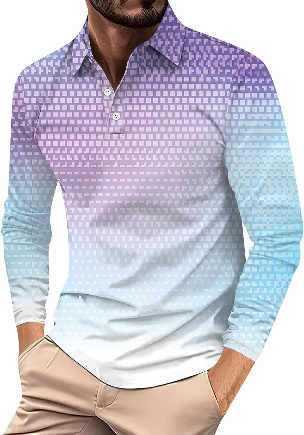 Men's Long Sleeve Polo Shirts, Moisture Wicking Outdoor T Shirt Casual Collared Shirts