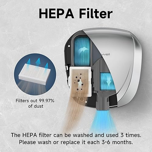 Miniatura 3 de JETWELL Paquete de 2 secadores de manos comerciales aprobados por UL, filtro HEPA de alta velocidad, automático, viento cálido, cubierta de acero