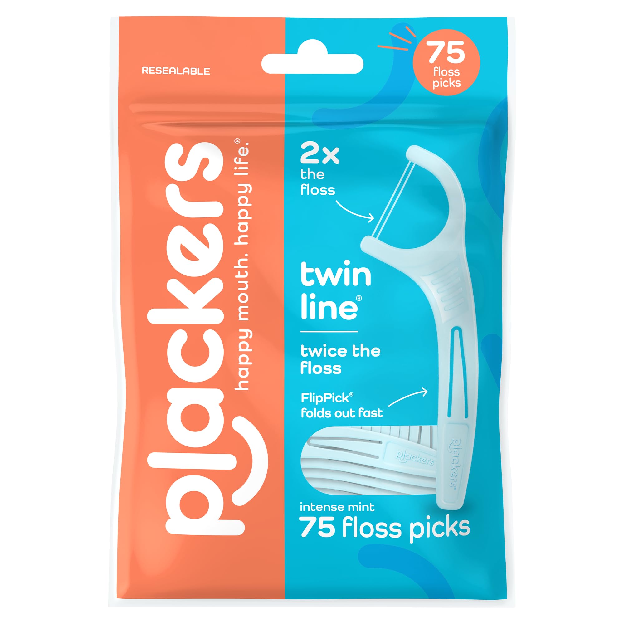 Plackers Twin Line Whitening Flosser, 75 Count