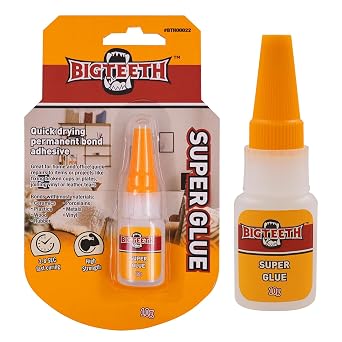 BIGTEETH Super Glue - غراء قوي فائق القوة بوزن 0.35 أونصة للإصلاحات السريعة للمنزل والمكتب،مادة لاصقة لجميع الأغراض للسيراميك والبورسلين والبلاستيك والمعادن والخشب والفينيل والمطاط والمزيد