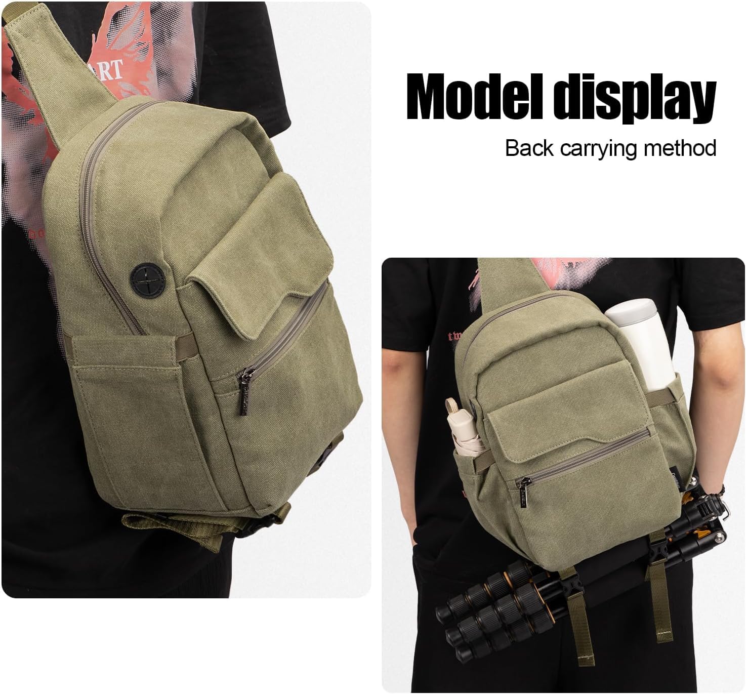 Cwatcun Borsa per fotocamera, borse impermeabili per fotocamera Borsa a tracolla grande, borsa per fotocamera per SLR, SLR/DSLR, fotocamera compatta, fotocamera di sistema e accessori, Verde,L
