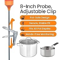 Vista 6 de 3 piezas de sonda de termómetro con pinza para olla de acero inoxidable de 3 orificios, lecturas de temperatura ambiente para barbacoa, ahumador