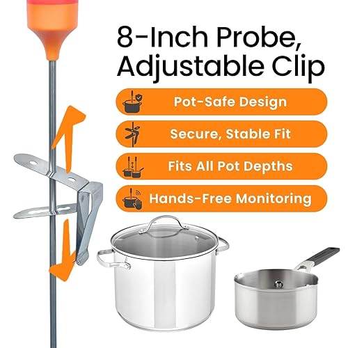 Miniatura 6 de 3 piezas de sonda de termómetro para olla, soporte de clip de acero inoxidable con 3 agujeros, lecturas de temperatura ambiente para barbacoa,