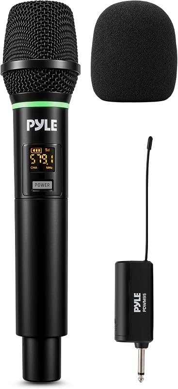 Pyle Sistema de micrófono USB profesional – Micrófono portátil dinámico de 16 canales con sonido claro de largo alcance, micrófono inalámbrico recargable para uso en canto, escenario, iglesia y estudio