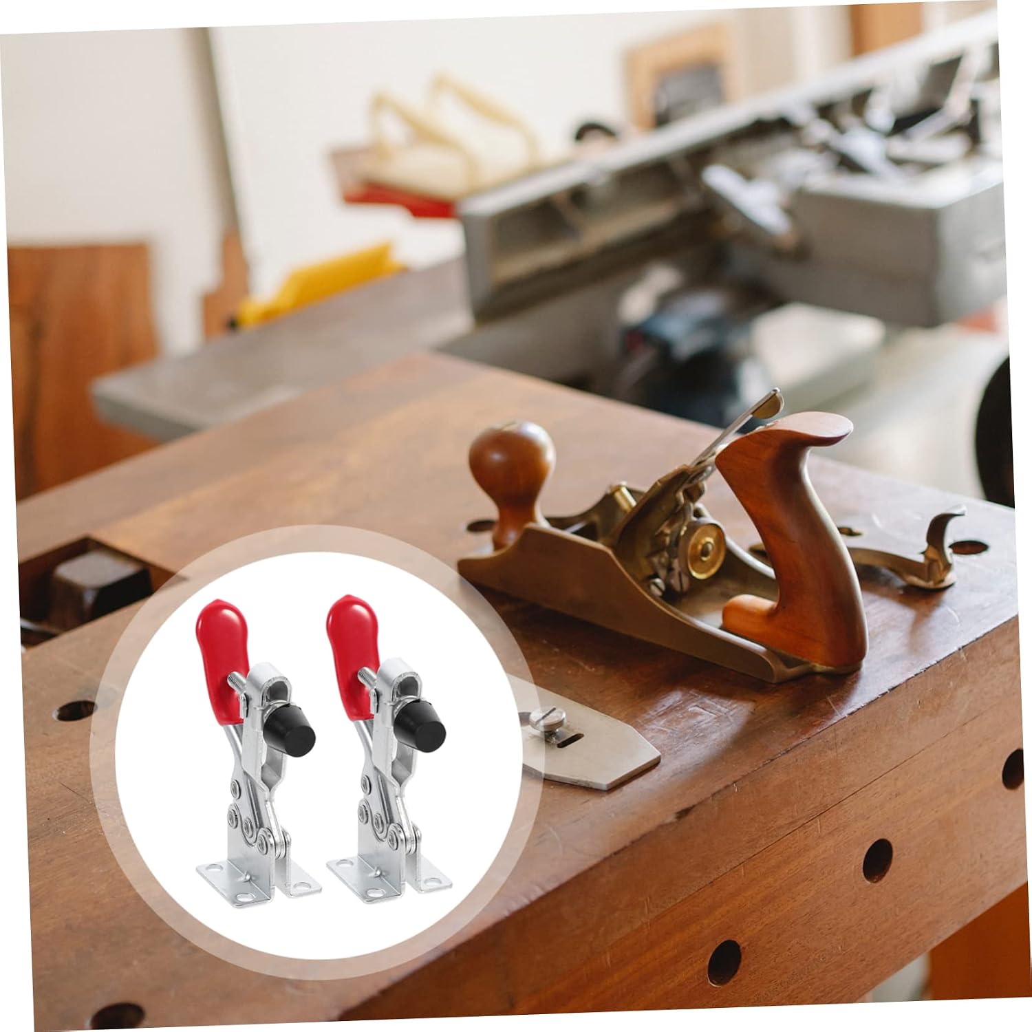 Mikikit 2pcs Quick Toggle Clamps Metal Handle Horizontal Push Clamp Assembly Press Clip Plated