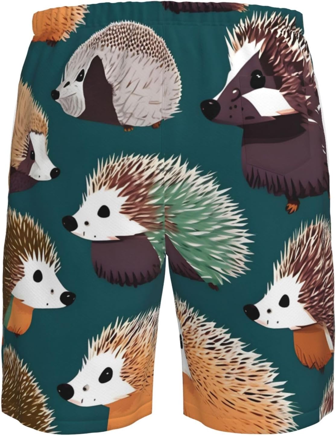 Many Hedgehogs Print Men's Quick-Drying Shorts Casual Beach Pants Stretch Waist Shorts and Pockets