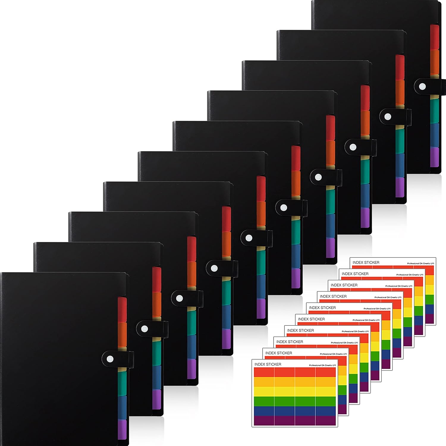OSIMIG 10 Pack Expanding File Folders, 7 Pocket Folder Organizer, A4 Letter Size, Multicolor
