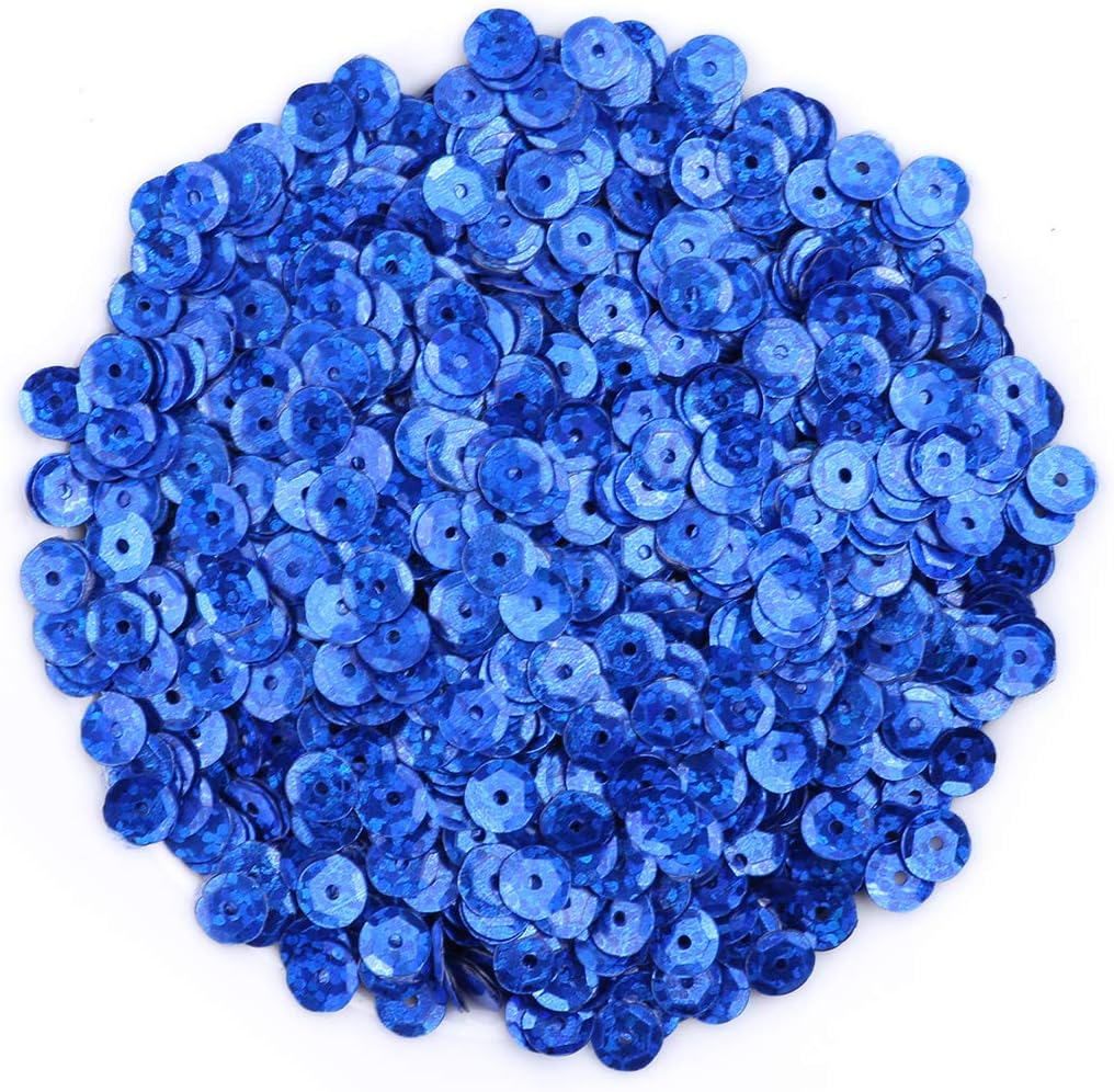 NalerNaler 2800 Pieces 6MM Dark Blue Loose Cup Sequins, Iridescent Spangles for Sewing Embroidery, Crafts,Wedding, Christmas, Easter Decorations