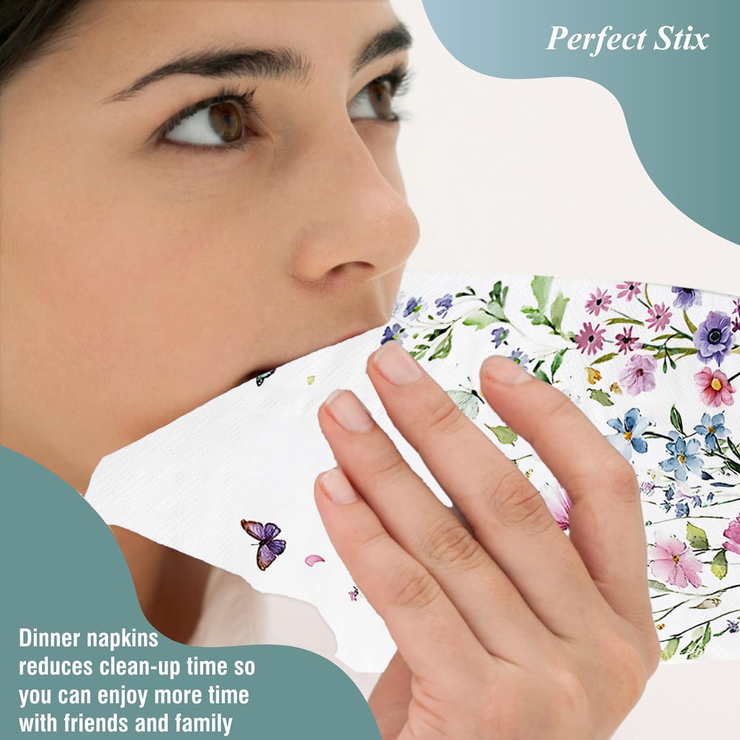 100-Pack Wildflower Napkins, Disposable Bathroom Hand Towels, Floral Decor for Weddings, Baby Showers, Birthdays, Bridal Parties – Eco-Friendly Design