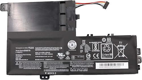 L14M2P21 (7.4V 30Wh 4050mAh) Laptop Battery Replacement for Lenovo S41-70 IdeaPad 300S-14ISK Series L14L2P21 (Type 1)