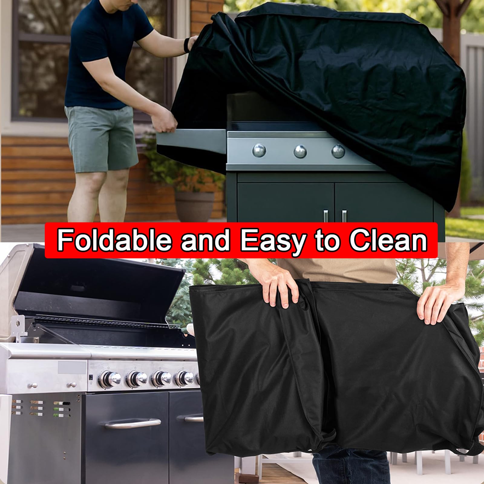 Funda Barbacoa Exterior Impermeable, Resistente a la Intemperie 420D, Cubre Barbacoa Exterior con Cordón Elástico y Ajuste Adhesivo(Size:44 * 22 * 42in)