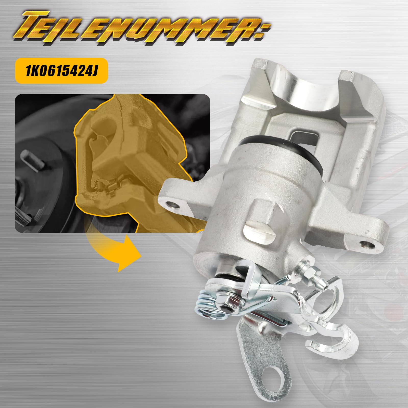 Bremssattel Bremszange Hinten Rechts Kompatibel mit Audi A3|Kompatibel mit VW,EOS,Golf Plus|Kompatibel mit Skoda Octavia II|Kompatibel mit Seat Altea,2003-2019#1K0615424J
