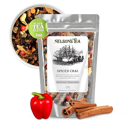 Miniatura 4 de Nelson's Tea - Té de hojas sueltas Chai con especias - Té negro Hoja suelta con chips de canela, clavo, granos de pimienta y cáscara de naranja -