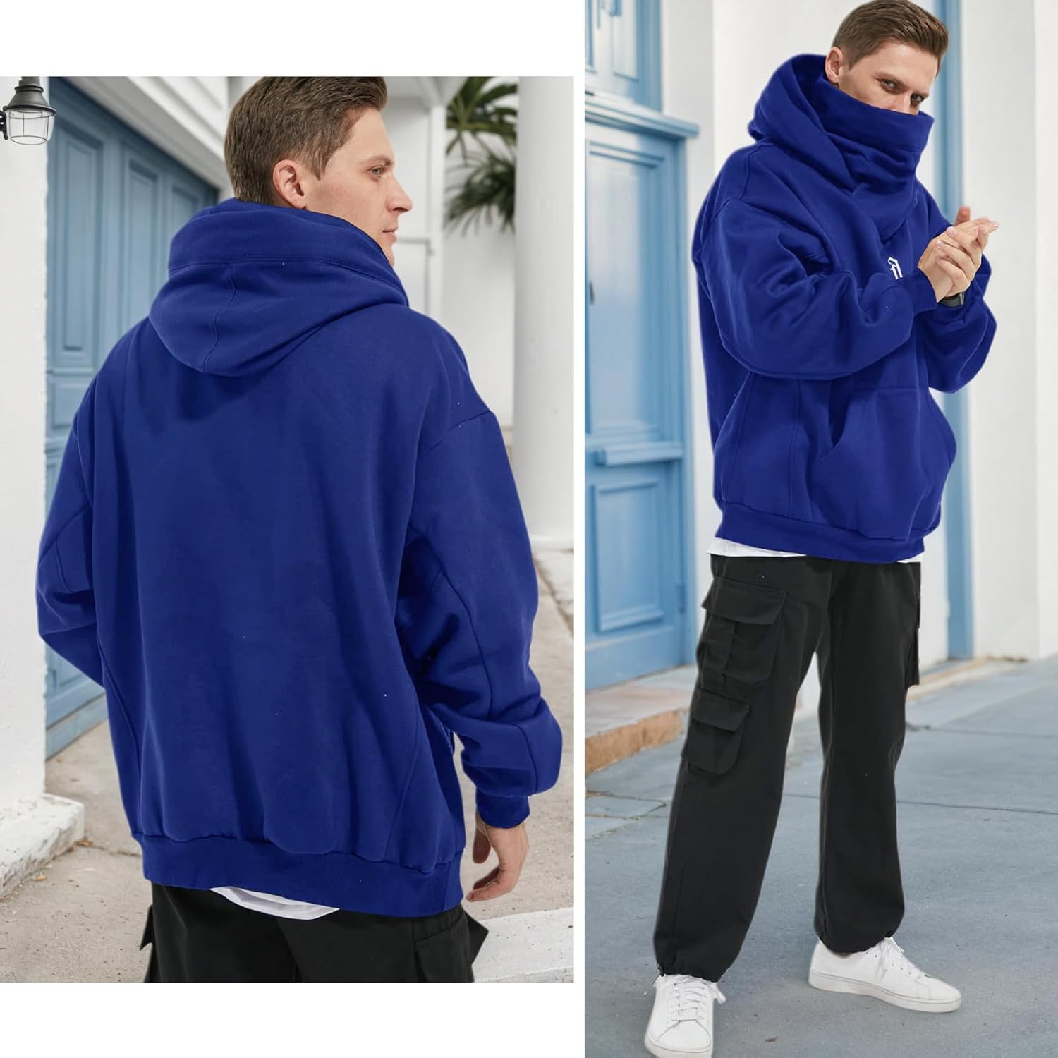 Men's Long Sleeve Fleece Hoodie Lightweight Tech Wear Soft Cotton Pullover Unisex Casual Hooded Sweatshirts - Image 5